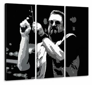 Ručně malovaný obraz POP Art Big Lebowski 3 díly modrý - 60x40 cm