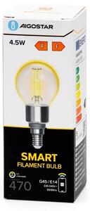 LED Stmívatelná žárovka FILAMENT G45 E14/4,5W/230V 2700-6500K Wi-Fi - Aigostar