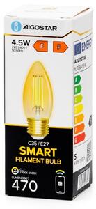 LED Stmívatelná žárovka FILAMENT C35 E27/4,5W/230V 2700-6500K Wi-Fi - Aigostar