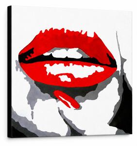 Ručně malovaný obraz POP Art ČERVENÉ RTY 1 kus - 50x50 cm