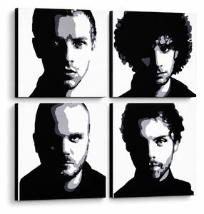 Ručně malovaný obraz POP Art Coldplay 4 kusů cp - 60x60 cm