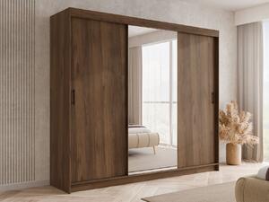 Šatní skříň se zrcadlem Acidoni II, 250 cm, Barva: ořech warmia 5903211533105