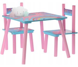 Dětský stůl s židlemi UNICORN v růžové barvě