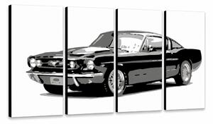 Ručně malovaný obraz POP Art Ford Mustang 4 díly fm - 120x60 cm