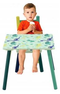 DINO Baby Dětský stůl s židlemi pro děti v zelené barvě