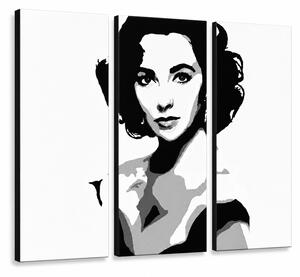 Ručně malovaný obraz POP Art Elizabethet Taylor 3 dílná - 60x40 cm