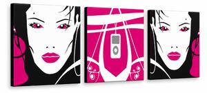 Ručně malovaný obraz POP Art I-GIRL 3 dílná sada - 120x40 cm