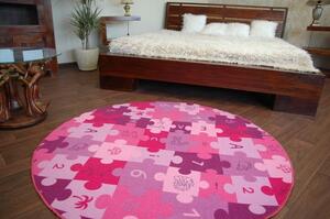 Dywany Lusczow Dětský kulatý koberec PUZZLE fialový