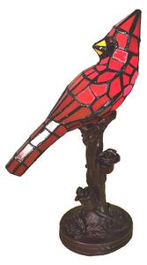 Stolní lampa 5LL-6102R pták, červená, styl Tiffany