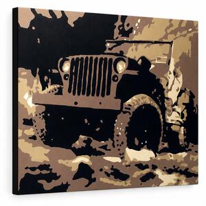 Ručně malovaný obraz POP Art JEEP 1 kus jeep - 60x40 cm