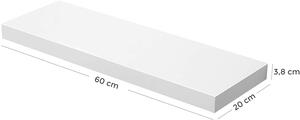 VASAGLE Nástěnná police - bílá - 60x20x3,8 cm