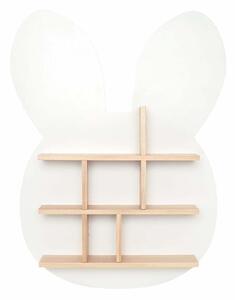 JaBaDaBaDoo Polička do dětského pokoje zajíček bílá 46 x 9 x 60 cm/masivní borové dřevo