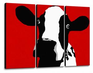 Ručně malovaný obraz POP Art Kráva 3 dílná kráva - 60x40 cm