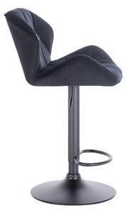 Velurová barová židle MILANO - černá na černé podstavě