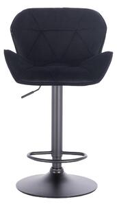 Velurová barová židle MILANO - černá na černé podstavě