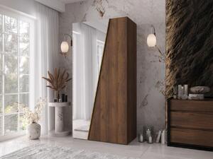 Šatní skříň se zrcadlem Grelipt 1L 100 cm, Barva: ořech warmia / ořech warmia + zlatá 5903211528460