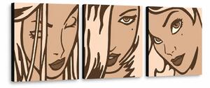 Ručně malovaný obraz POP Art LICHTENSTEIN 3 díly li2 - 120x40 cm