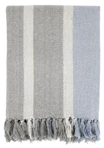 Přehoz z recyklované bavlny Aix French grey / Sky blue 130 x 150 cm