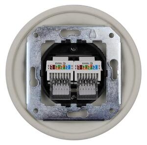 Elhard Kulatá keramická zásuvka 2xRJ45, bílá KV2022W