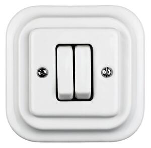 Elhard Hranatý keramický vypínač s kolébkou č.5, bílý - kompletní KV5305W