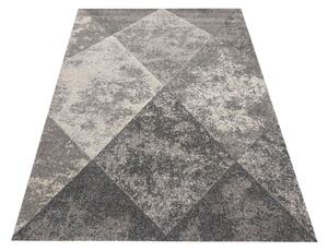 Originální šedý koberec do obývacího pokoje s motivem kosočtverců