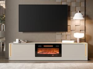 TV skříňka s krbem Arinka + LED, Barva: kašmír 5903211538063