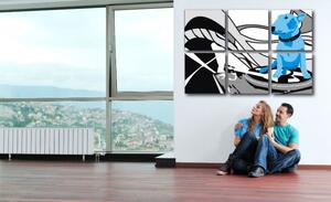 Ručně malovaný obraz POP Art Pes a DJs 6dílná sada DD - 150x100 cm
