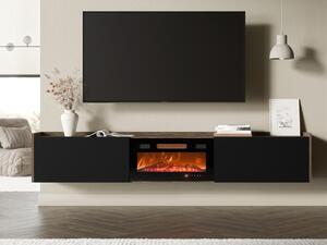 TV skříňka s krbem Sitrepo, Barva: ořěch / černá 5903211538025