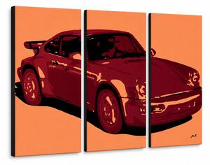 Ručně malovaný obraz POP Art s motivem PORSCHE 911, 3 díly. - 60x40 cm