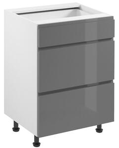 ASPEN gr | dolní skříňka D60S3 se zásuvkami | 60 cm | METAL BOX | šedá lesk