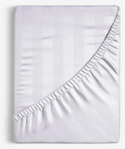 Goldea damaškové napínací prostěradlo - světle šedé proužky se saténovým leskem 80 x 160 cm
