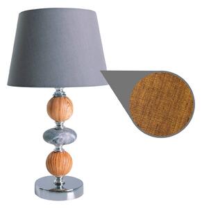 Stolní lampa Araga, šedá/chrom/dřevo