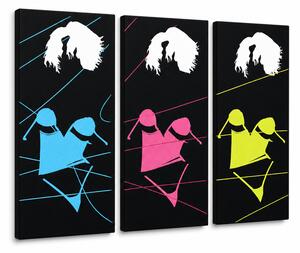 Ručně malovaný obraz POP Art Tři sexy ženy 3 díly 3 kusy - 60x40 cm