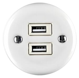 Elhard Nástěnná keramická 2x USB zásuvka, bílá KN2032W