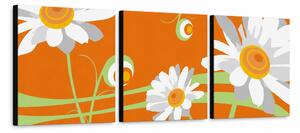 Ručně malovaný obraz květiny POP Art, 3 kusy, flo6 - 120x40 cm