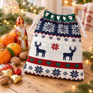 Bellatex Dárkový sáček 29x39 cm Norský vzor Červená,Zelená