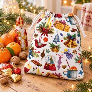 Bellatex Dárkový sáček 29x39 cm Vánoce Bílá,Zelená
