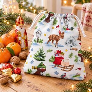 Bellatex Dárkový sáček 29x39 cm Zvířátka v lese Bílá,Zelená