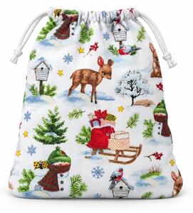 Bellatex Dárkový sáček 29x39 cm Zvířátka v lese Bílá,Zelená