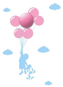 EUlight Dětské nástěnné svítidlo Balloons, 1x růžové plastové stínítko, bl