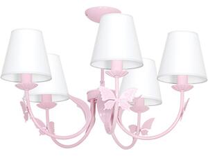 EUlight Dětský lustr Alice, 5x bílé textilní stínítko, p