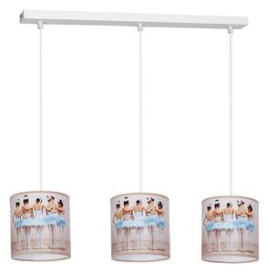 EUlight Dětské závěsné svítidlo Ballerina, 3x plastové stínítko se vzorem, w
