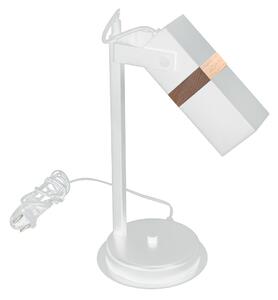EUlight Stolní lampa Vidar, 1x dřevěné/bílé kovové stínítko, w