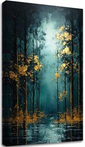 Moderní nástěnná dekorace Golden leaf fantasy - PREMIUM ART - 40x60 cm
