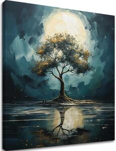 Moderní nástěnná dekorace Strom měsíční noci - PREMIUM ART - 60x60 cm
