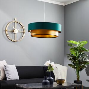 Závěsná lampa Dorina, zelená/zlatá Ø 60 cm
