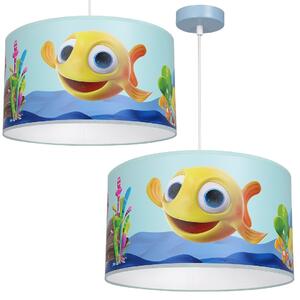 EUlight Dětské závěsné svítidlo Fish, 1x plastové stínítko se vzorem, bl