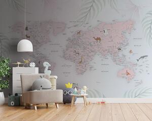 Fototapeta Mapa světa se zvířaty, Dětské fototapety, Populární fototapety, u79832 - Tapeko.co.cz