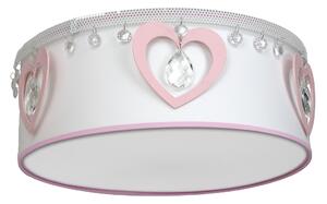 EUlight Dětské stropní svítidlo Heart, 1x bílé/růžové textilní stínítko