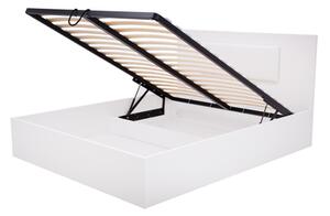 Bílá postel s osvětlením MARSYLIA 160x200 cm